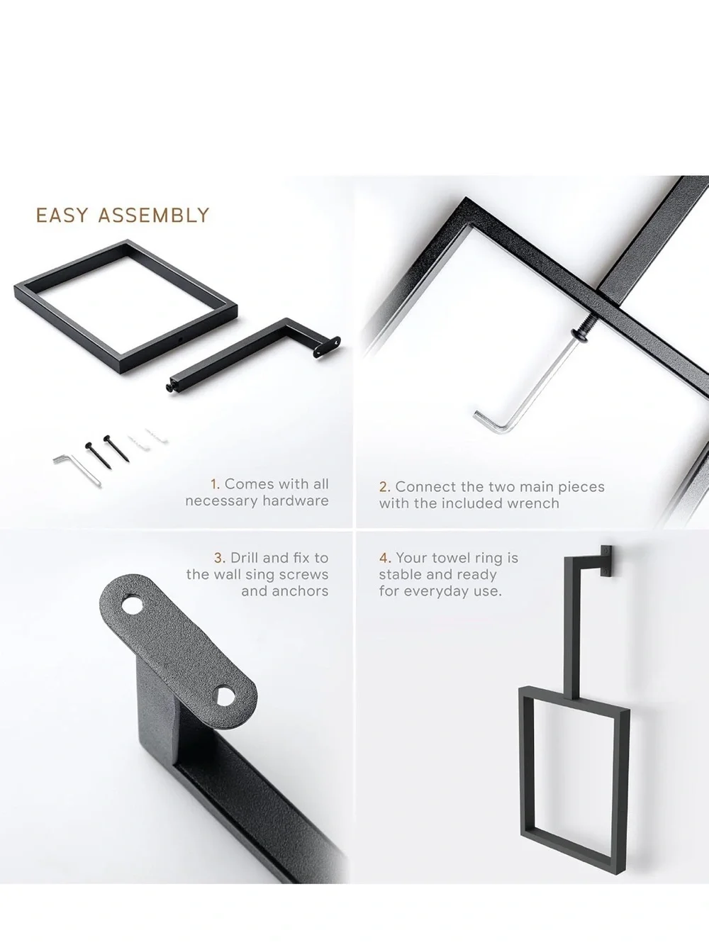 New Open Box 32”x14”x3” Unique Vertical Towel Rack Wall Mounted , Metal Squar